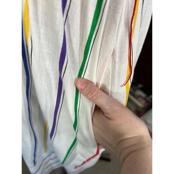 Shirt dress 1980s primary stripes red blue purple pockets - Picture 5 of 11